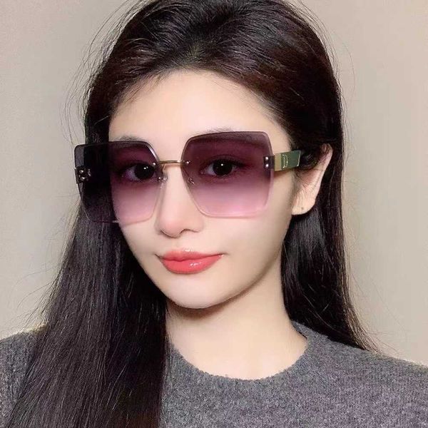 

2023 new net red frameless trimmed street shooting tiktok fashion sunglasses for women, White;black