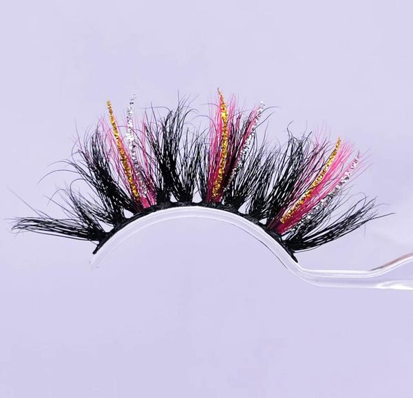 

eyelashes 25mm colorful with glitter eye lashes thick long fake eyelash extension make up tools false lash for beauty3658535