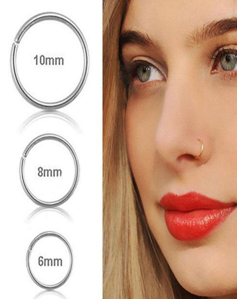 

3pcsset stainless steel seamless segment rings nose hoops ear piercing tragus nose rings ear cartiliage tragus body jewelry2188706, Silver