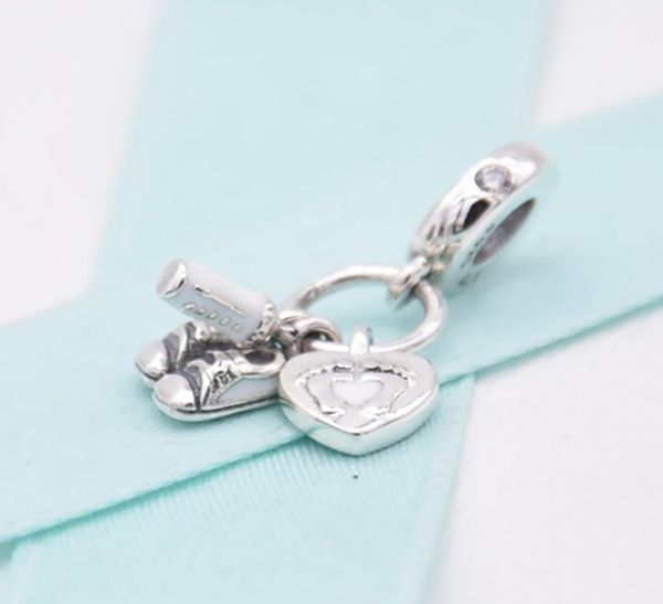

2019 original whole 925 silver new shoes baby bottle and heart charm female fashion charm pandora bracelet jewelry1519960, Black