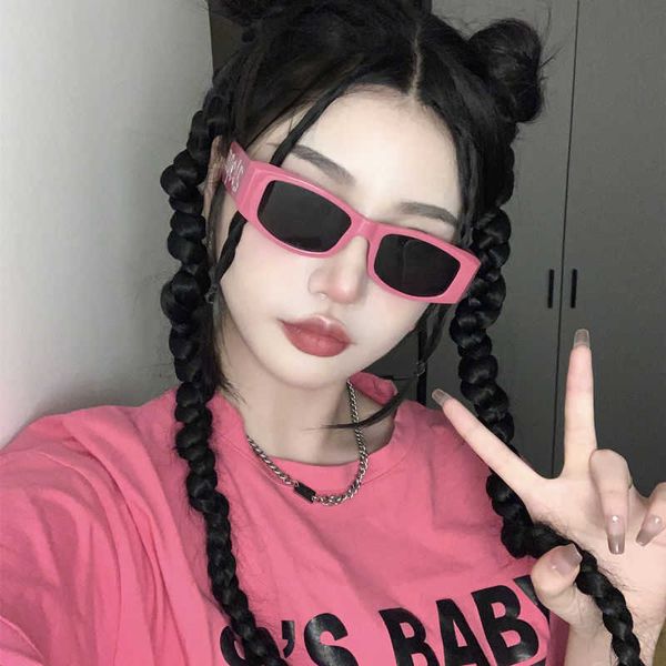 

2023 new ins small frame pink letter glasses net red sunglasses female punk trendy sunglasses, White;black