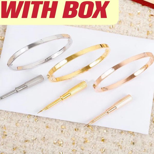 

bangle highquality luxury bracelet designer jewelry gold screw love bracelets screwdriver bangles titanium steel for womens mens 4 mm thin w, Silver