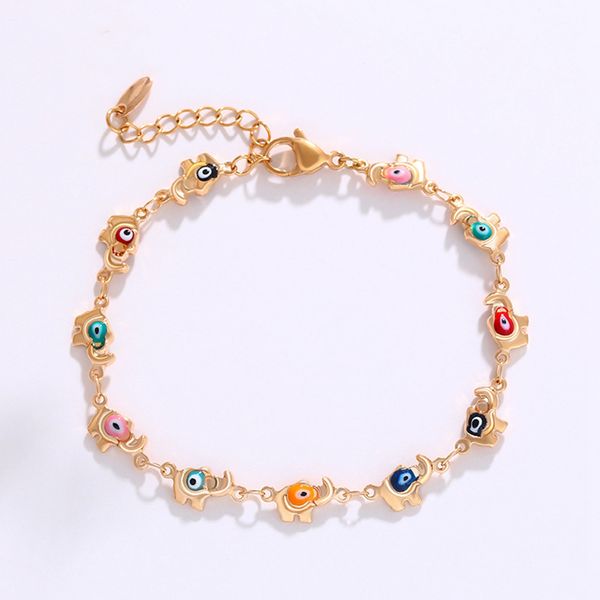 

enamel devil's eye bracelet cartoon cute fashion elephant alloy bracelet, Black