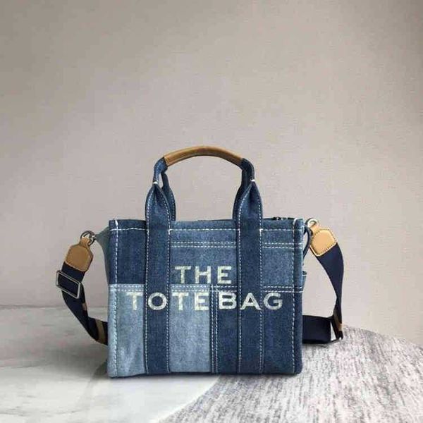 

new denim tote bag shoulder fashion handbag for women luxury brand big capacity letters printing handbag tie dye canvas crossbody purses 220