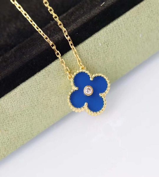 

s925 sterling silver pendant necklace with flower in blue color and diamonds for women wedding necklace gift jewelry ps80078120241