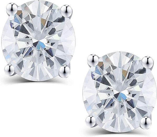 

moissanite stud earrings 2ct df color brilliant round cut lab created diamond earrings 18k white gold plated silver friction back3987364, Golden;silver