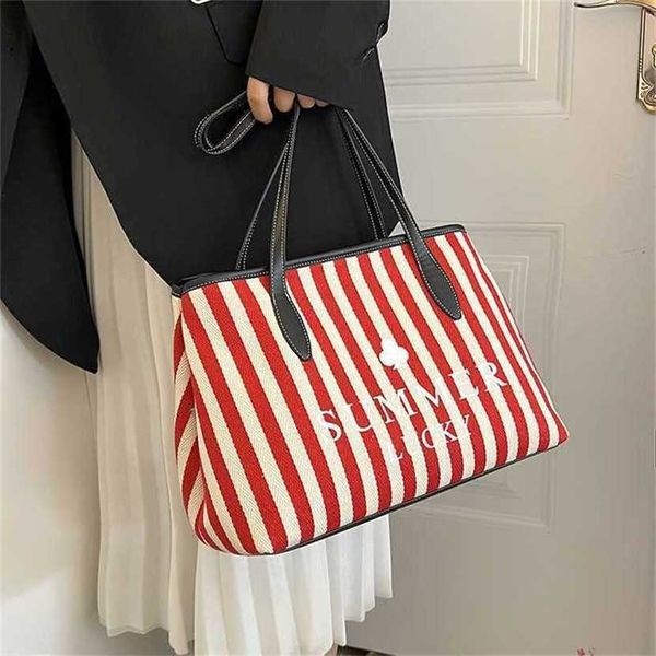 

designer bag handbag style 2023 fashionable canvas stripe contrast travel