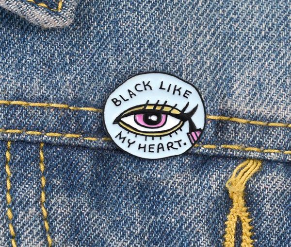 

black like my heart eye eyeliner personality creative brooch cartoon special tide new lapel denim badge3366617, Gray