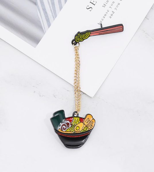 

bowl noodle chain chopsticks delicious cartoon special creative combination personality cute gift trend lapels jeans pins7864900, Gray