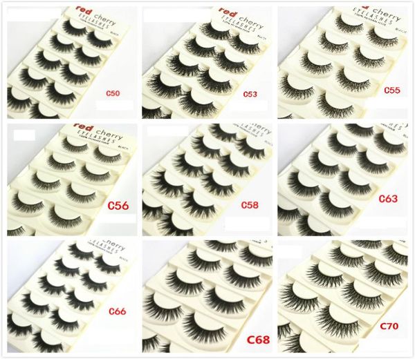 

red cherry 5 pairs false eyelashes 26 styles cross messy natural long thick fake eye lashes beauty makeup4807869