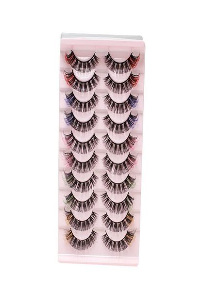 

10 pairs color false eyelashes natural soft colored faux 3d mink eyelash colorful eye lashes extension makeup tools3480188