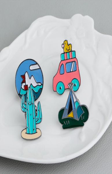 

creative cartoon cute cactus enamel pin brooch christmas funny tent pink car brooches for girl gift jewelry badge bag shirt pin8474503, Gray