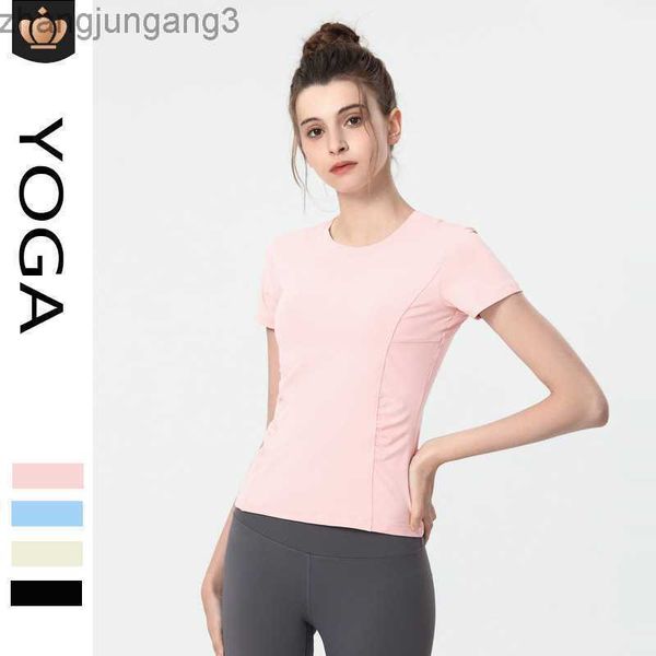 

desginer alo yoga t shirt aloshort sleeve women's thin running quick dried t-shirt slim fit sports fitness suit, White