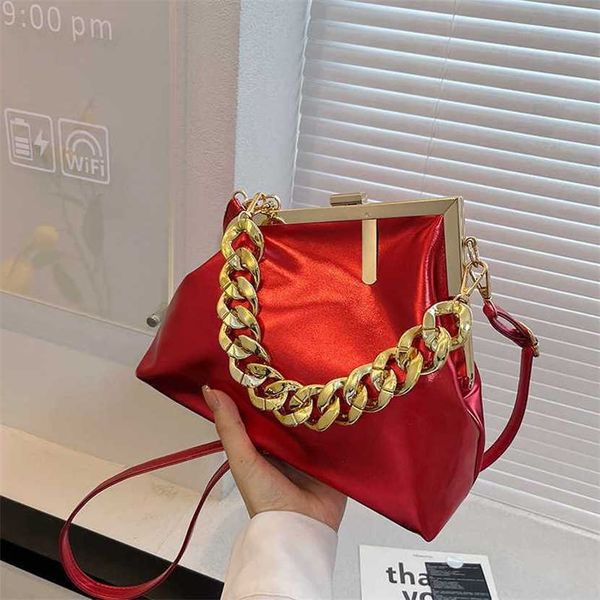 

designer bag 2023 hbag women's new korean version fashionable bright face small square one shoulder chain simple and casual for women