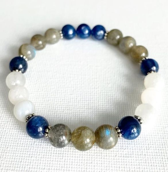 

mg0796 luxury gemstone stacking bracelets moonstone kyanite labradorite bracelet crystals stretch emf protection bracelet4344474, Black