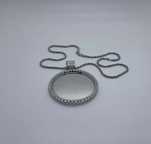 

silver 925 plated 18k white gold moissanite stone circle pendant6656419