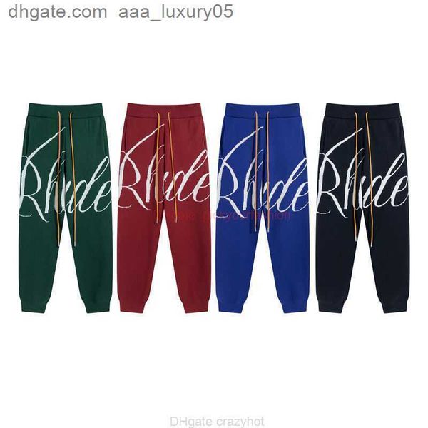 

designer fashion clothing casual pant rhude knitted embossed letter drawstring knitted pants for men women high street american fashion bran, Black