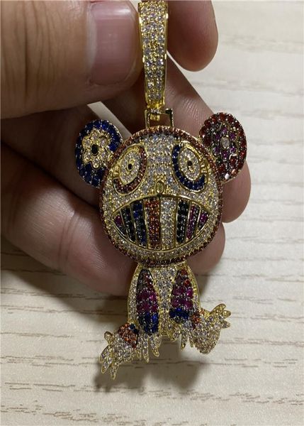 

hip hop iced out frog pendant necklaces for men women charm chain jewelry gifts full micro pave zircon necklace2538865, Silver