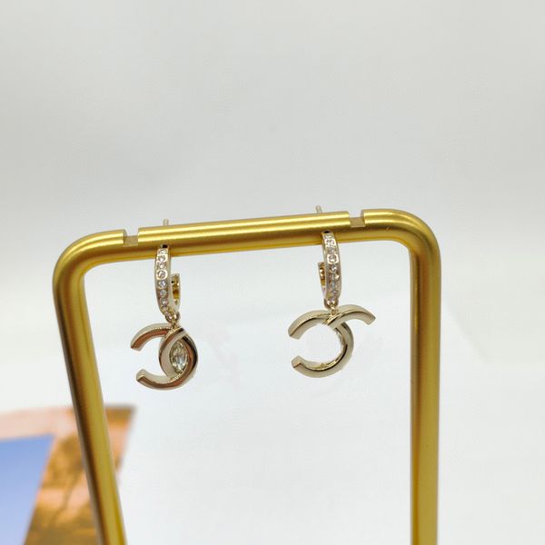 

2023 luxury quality charm drop earring with crystal beads in 18k gold plated have box atamp ps7133b, Silver