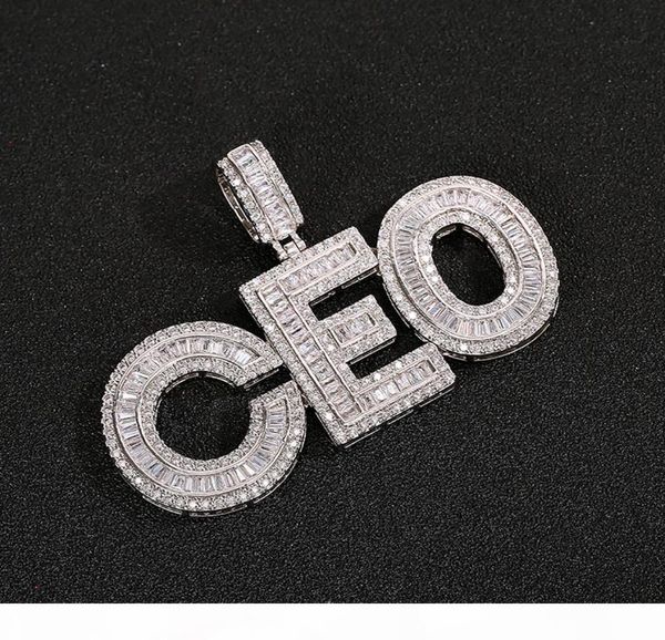 

custom name baguettes letters pendant with rope chain gold silver bling zirconia men hip hop pendant jewelry9196558