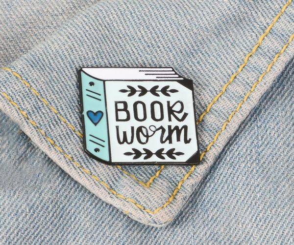 

book blue green book wolm leaves heart shape decoration personality creative brooch cartoon special tide new lapel denim badge pin6727683, Gray