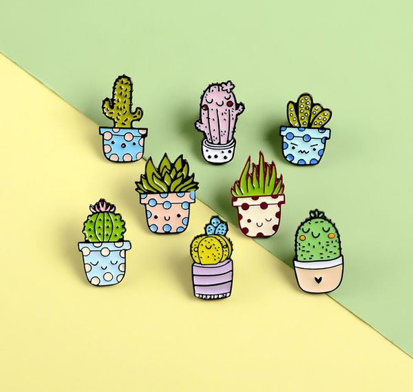

cartoon cactus brooch cute mini plant pot enamel women denim jackets lapel pins hat badges kid jewelry christmas gift3632850, Gray
