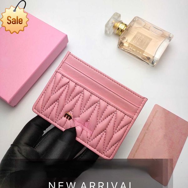 

brand designer card pack full sheepskin women's card bag pleated leather exquisite and small girl heart zero purse first choice for for