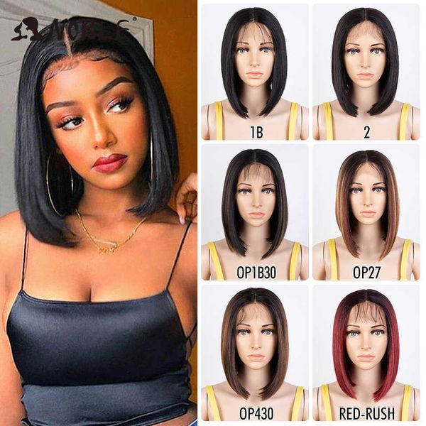 

woman synthetic lace wig 10 inch short bob wig straight wig pre-plucked natural color short wigs for women lace wig cosplay 230524, Black;brown