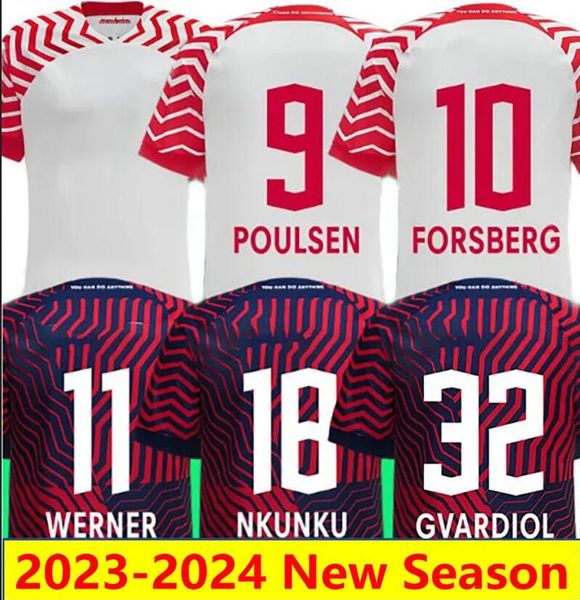 

23-24 werner nkunku szoboszlai soccer jerseys forsberg poulsen gvardiol rb 2023 raum olmo haidara football shirts silva henrichs hommes men, Black;yellow