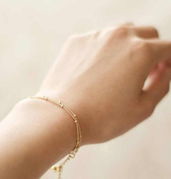 

charm bracelets summer bracelets bangles dainty doublelayer satellite chain gold bracelet femme wedding gift bracelet for women4783982, Golden;silver
