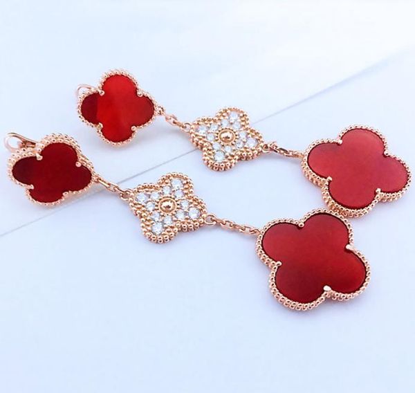 

fashions925 pure silver plated 18k gold thin four leaf clover three flower earrings9732032