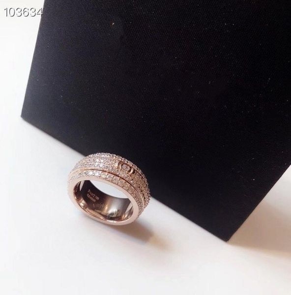 

luxury possession brand s925 sterling silver full crystal three layers charm rotation ring for women jewelry1066097