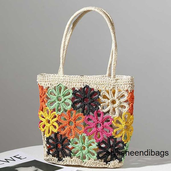 

shoulder bags straw summer fresh and hollow flowers hand-woven women's hand-held seaside vacation beach bag dhgate stylisheendibags