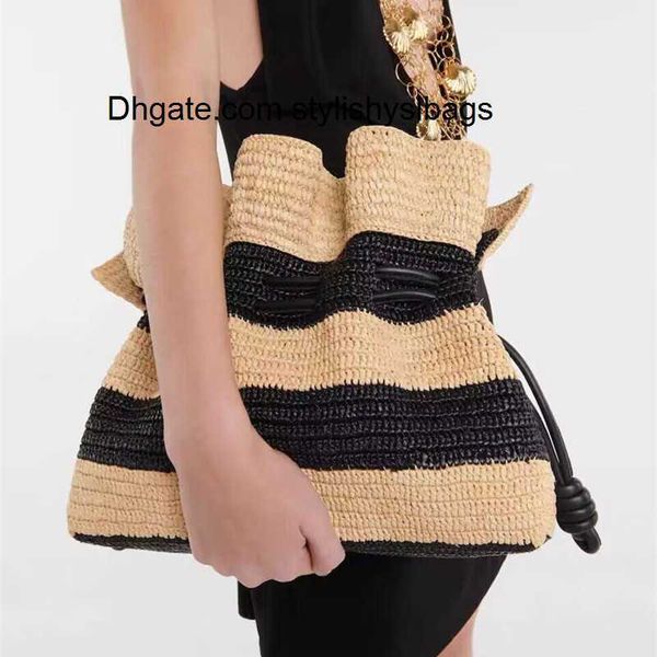 

evening bags new striped crochet bag single-shoulder tote straw bag closed women's bag