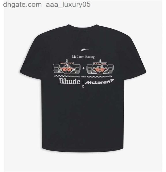 

designer fashion clothing tees hip hop tshirts rhude joint limited formula f1 racing printed t-shirt american high street trend brand loose, White;black
