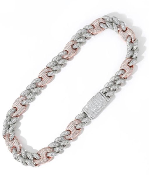 

20mm 1820inch white rose gold plated bling ice out cz cuban chain necklace bracelet for men women hip hop jewelry1437252, Silver
