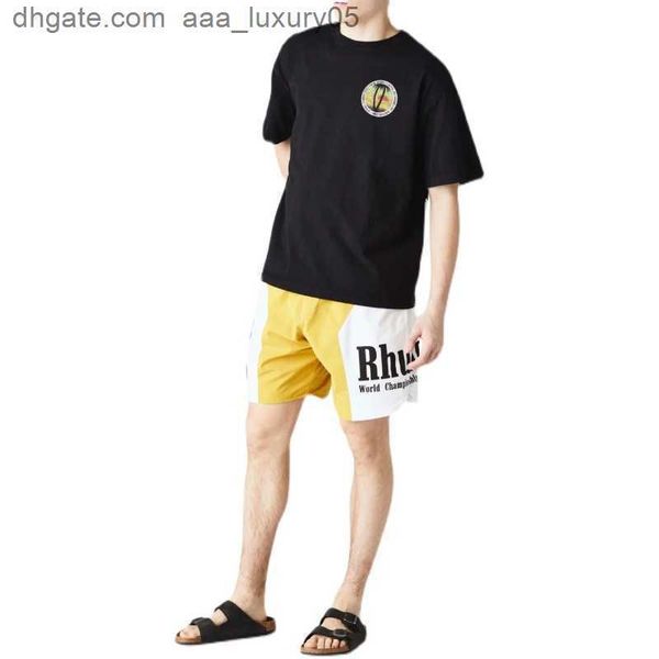 

designer fashion clothing tees tshirts 2023 summer new rhude high street sunset coconut tree letter printing casual t-shirt men women cotto, White;black