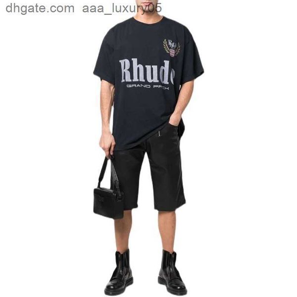 

designer fashion clothing tees tshirts 2023 summer new rhude ear letter loose casual short sleeve t-shirt men women streetwear hip hop sport, White;black