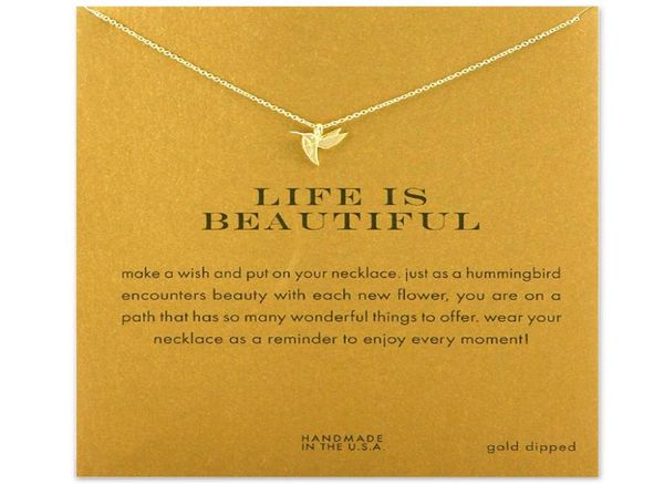 

fashion hummingbird necklace women flying bird clavicle chain statement choker necklaces life is beautiful gift card mothers day5285533, Silver