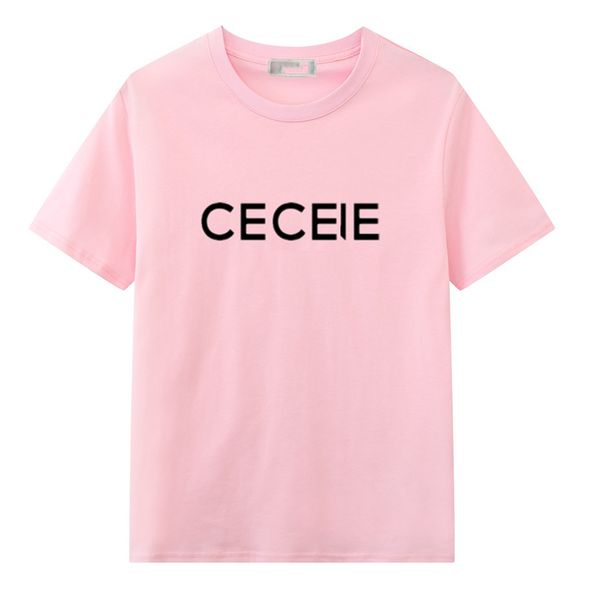 

ce classic mens casual t shirt summer short sleeve simple letter print logo slim and breathable couple small round neck top, White;black