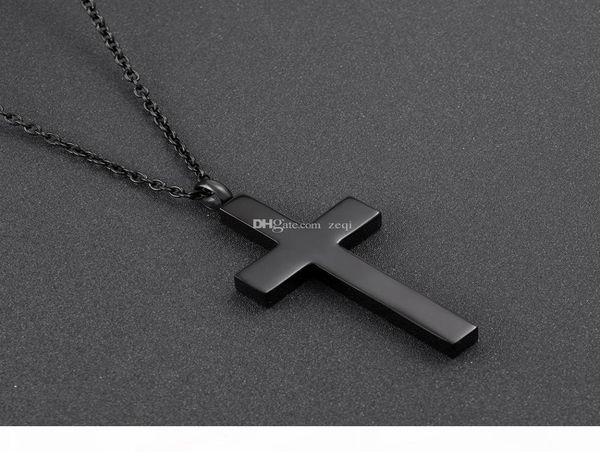 

cmj9848 black stainless steel slim cross cremation urn jewelry necklace mens keepsake memorial pendants for ashes2022781, Silver