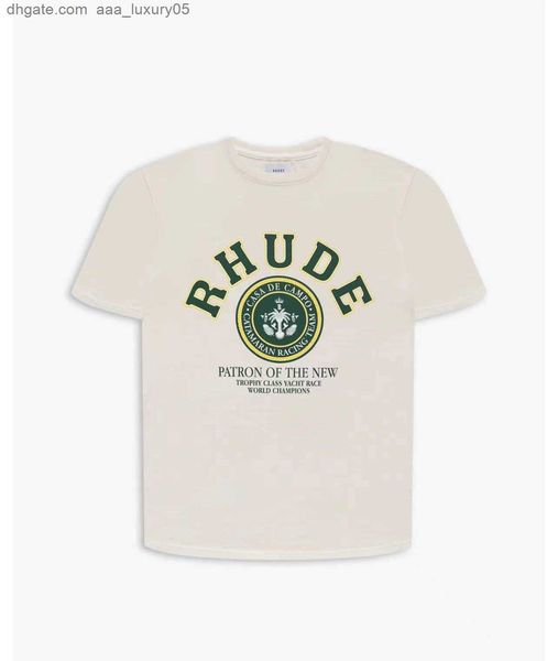 

designer fashion clothing tees tshirts rhude letter printed rhuigi manager upper body short sleeve t-shirt white loose cotton streetwear lo, White;black