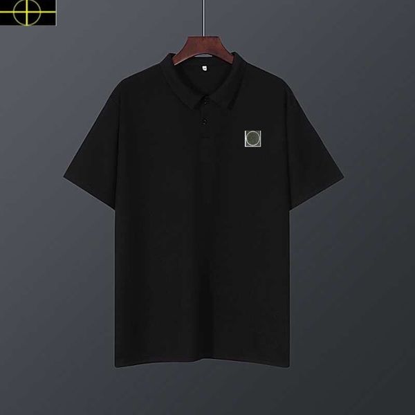 

brand stone jacket polos island summer classic solid mercerized cotton polo shirt men's short sleeve stone t-shirt is land casual versa, Black;brown