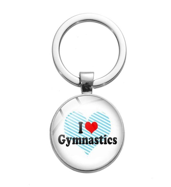 

i love gymnastics alloy keychain dancer silhouette women art po glass cabochon key chain bag charms for sports lovers3377146, Silver
