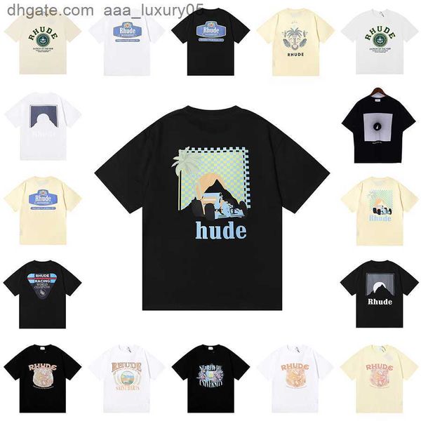 

23ss rhude mens t shirt tess designer casual fashion short sleeve europe america men women round neck tshirts us size s-xl, White;black