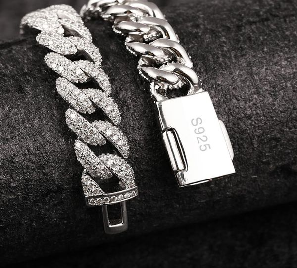 

necklaces 18 inch 925 sterling silver setting iced out moissanite diamond hip hop cuban link chain miami necklace jewelry for mens2004832
