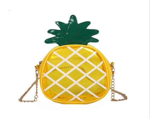 

baby girls bags transparent jelly pineapple messenger bag lovely fruit handbags casual chain crossbody bags kids brand purse 2636158, Black