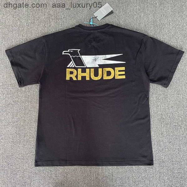

designer fashion clothing tees hip hop tshirts rhude american high street vintage short sleeved t-shirt men women streetwear loose sportswea, White;black