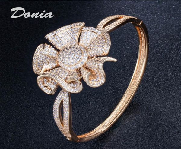 

donia jewelry luxury bangle european and american fashion camellia twocolor electroplated copper microinlaid zircon bracelet exa5627391, Black