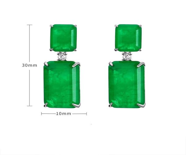 

925 sterling sier emerald gemstone stud earrings0123459597315, Golden